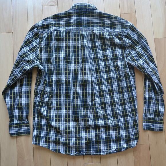 Alan Flusser Button Down Shirt Size M Plaid Black White Yellow - Picture 4 of 4